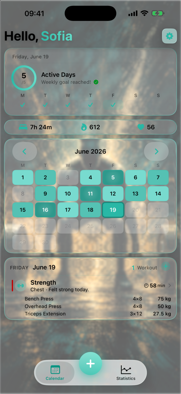 Tekneio Streak mit Mint-Akzent im Light Mode