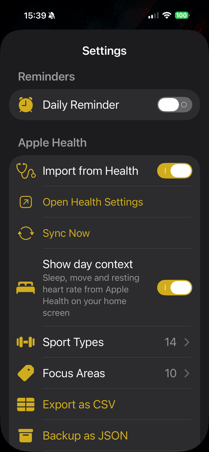 Tekneio Streak Einstellungen: Erinnerungen und Apple Health